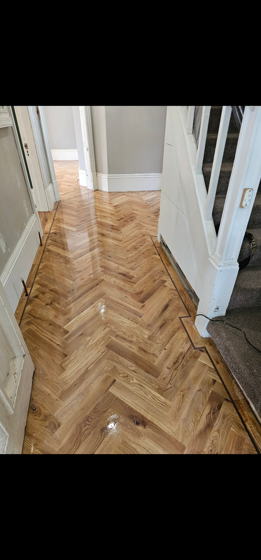 Herringbone flooring installation photo 8